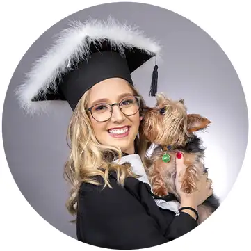 Formanda direito com cachorro